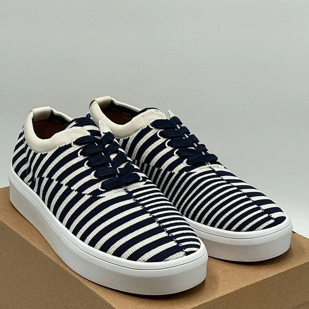 Ted Baker Shorno Sneakers Women's US 8 D Blue White Stripe Skate Shoes Eby4475